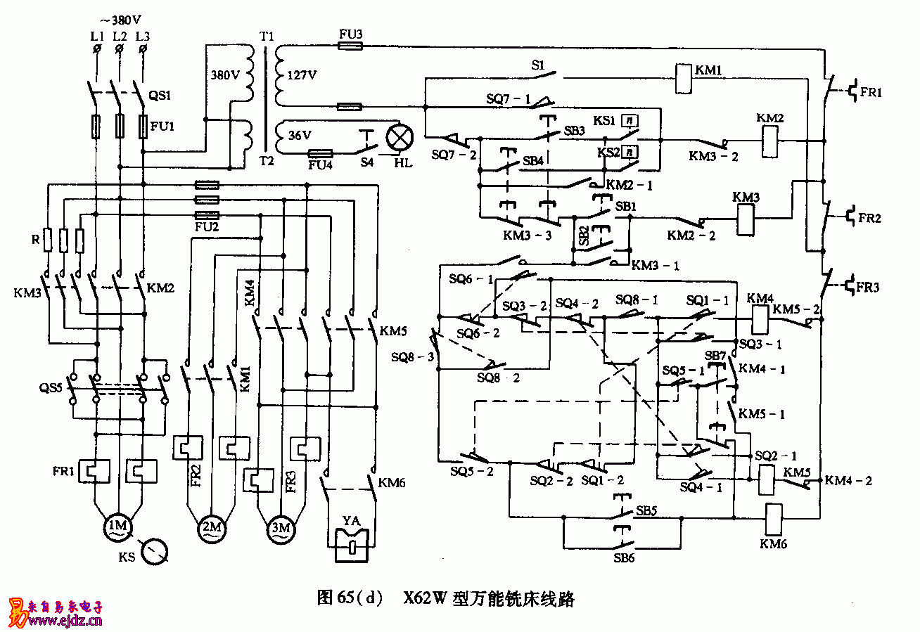 x62w型万能铣床电路图