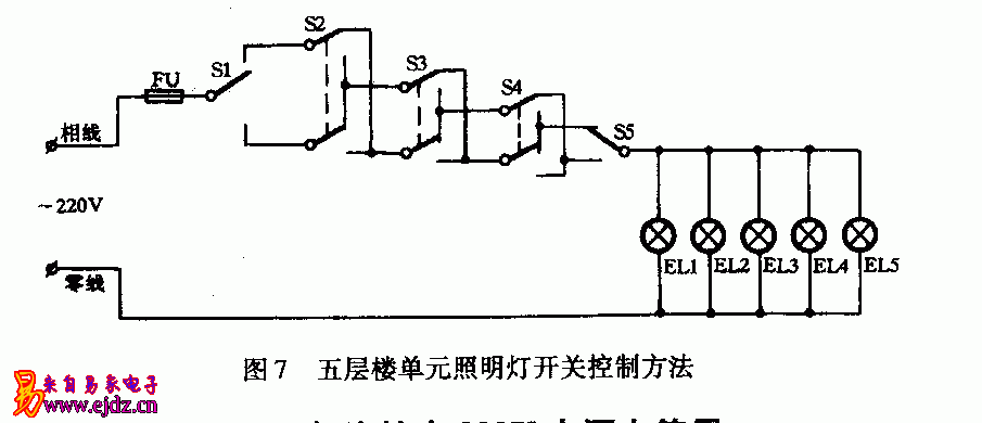 五层楼单元照明灯开关控制方法