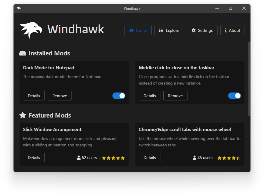 Windhawk 电脑版 1.0 官方版截图