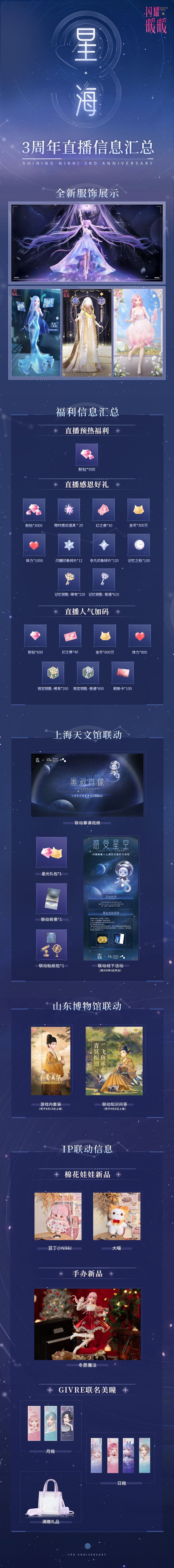 《闪耀暖暖》三周年星海直播福利汇总