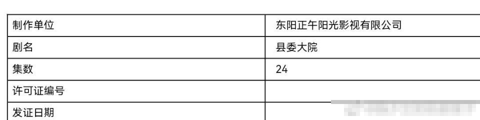 胡歌新剧《县委大院》获得发行许可证