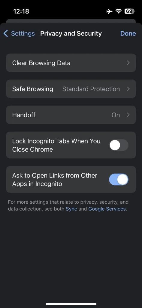 谷歌 Chrome 浏览器iOS 版108发布：外部链接可用隐身模式打开