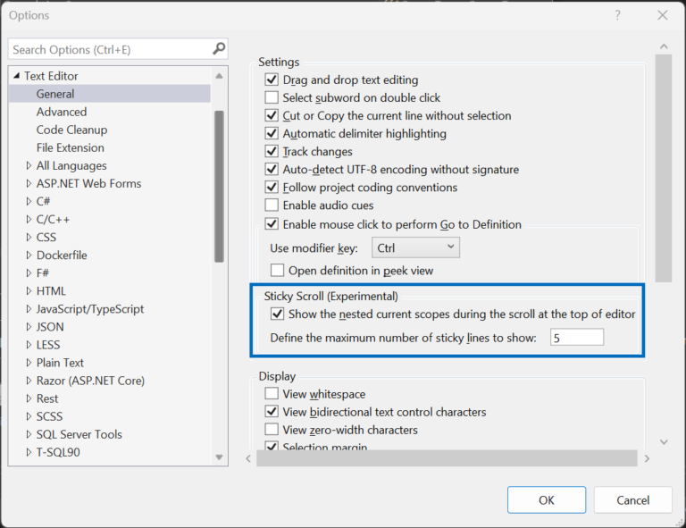 微软Visual Studio 2022 17.5 预览版：新增 Sticky Scroll 功能