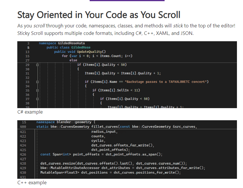 微软Visual Studio 2022 17.5 预览版：新增 Sticky Scroll 功能