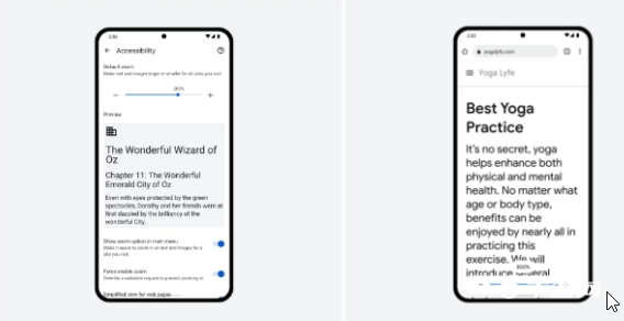 安卓版《谷歌Chrome浏览器》缩放功能升级，可将文本等放大到300%
