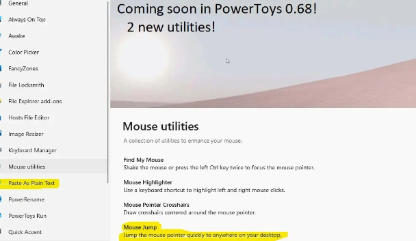 PowerToys 0.68.0更新上线：引入以纯文本粘贴和Mouse Jump功能