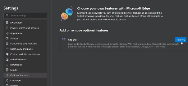微软Edge浏览器引入可移除非必要功能 / 特性