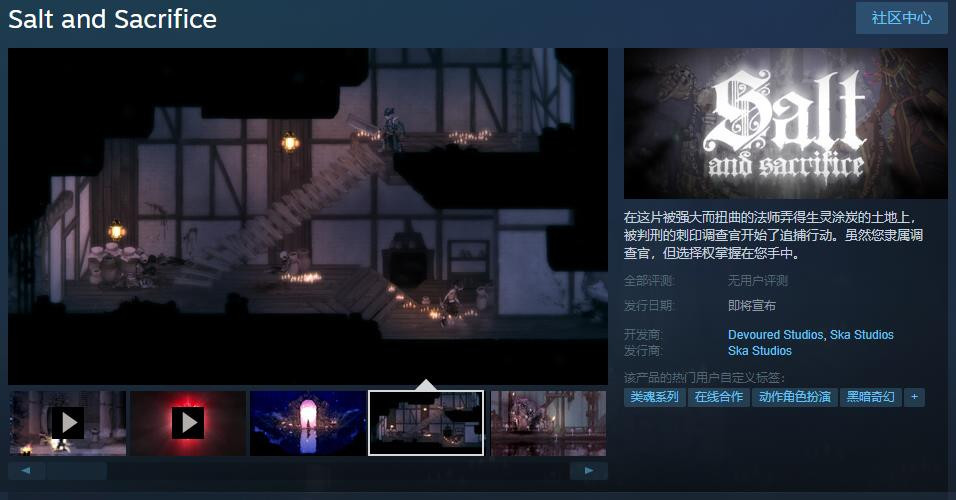 《盐与献祭》epic独占结束 上线Steam页面 支持中文