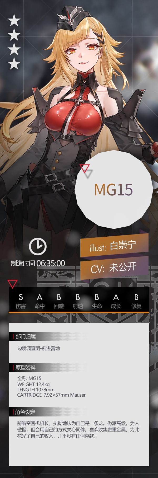 《少女前线》全新四星机枪人形「MG15」即将上线