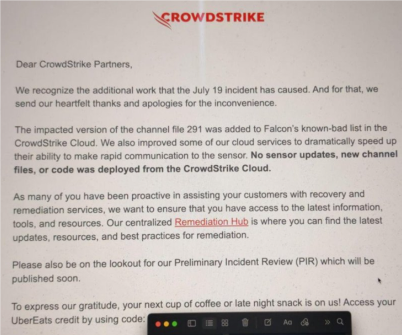 微软Windows蓝屏故障致企业损失惨重：CrowdStrike出手阔绰，10美元礼品卡温暖人心