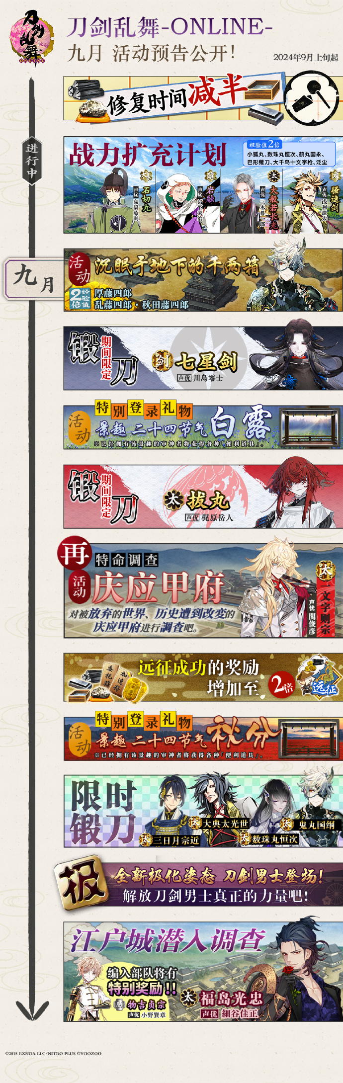 《刀剑乱舞-ONLINE-》九月新版本即将开启，「七星剑」期间限定锻刀活动开启