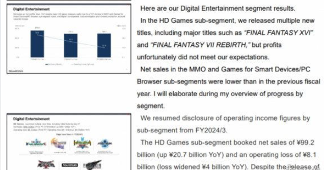 《最终幻想16》与《最终幻想7：重生》未达SE预期，业绩发布会上寻突破