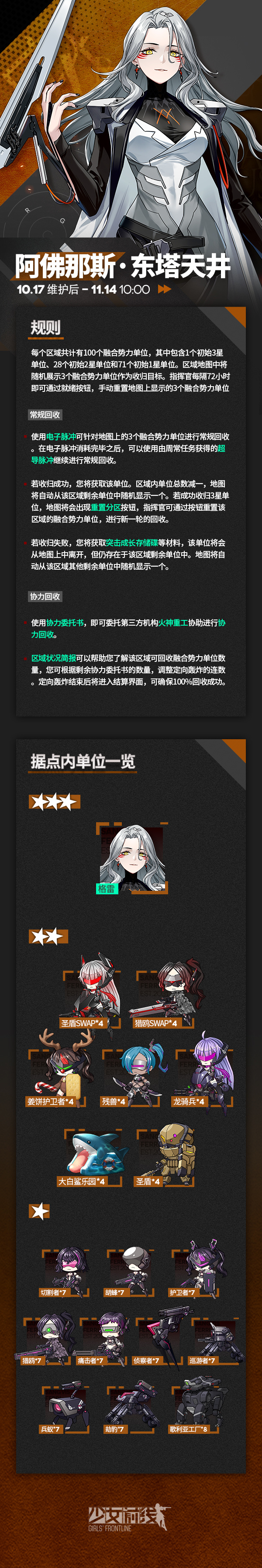 《少女前线》全新三星融合势力单位「格雷」上线，“阿佛那斯·东塔天井”开放