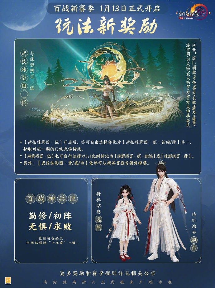 《剑网3》百战异闻录新赛季即将开启，新增全新待机站姿奖励、新关卡、新增“防御类”招式