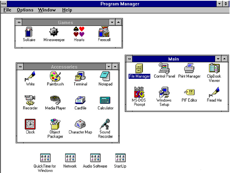 Microsoft Windows 3.1发布于1992年4月