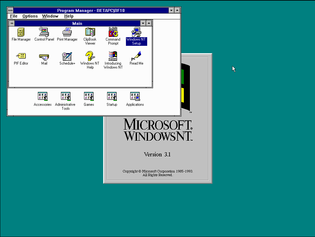 Microsoft Windows NT 3.1发布于1993年7月27日