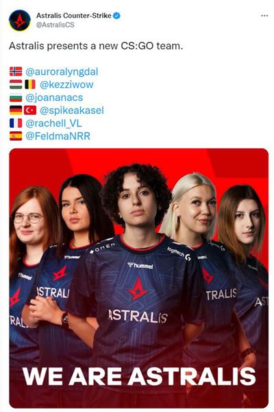 Astralis宣布进军女子CSGO 并公布女队阵容