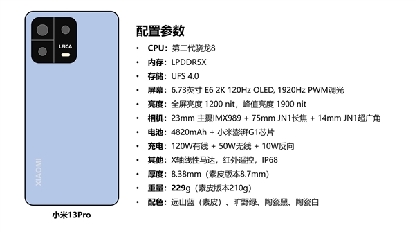 小米13系列完整配置参数曝光