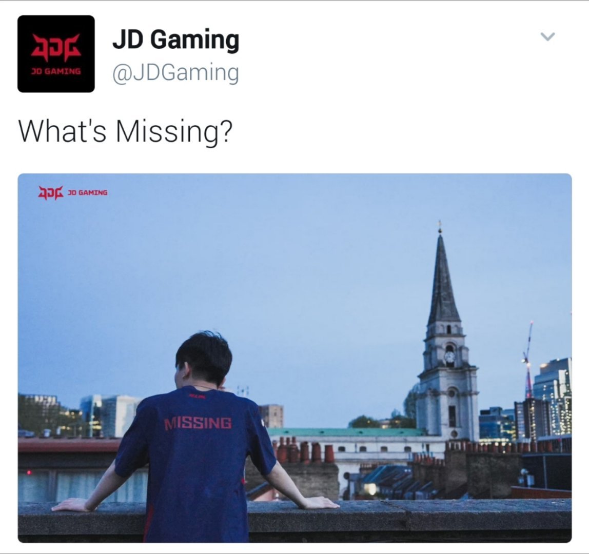 JDG更推晒Missing帅照：What's Missing?