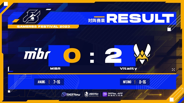 《CSGO》Gamers8 2023赛报：轻松写意，Vitality 2-0 MIBR